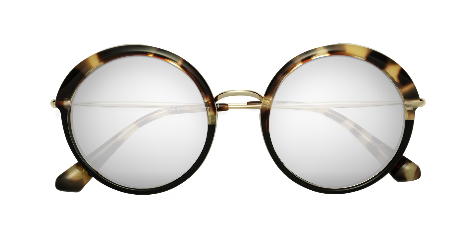 Folded Front of Mojo in Ivory Tortoise-Black with Silver Mirrored Lenses