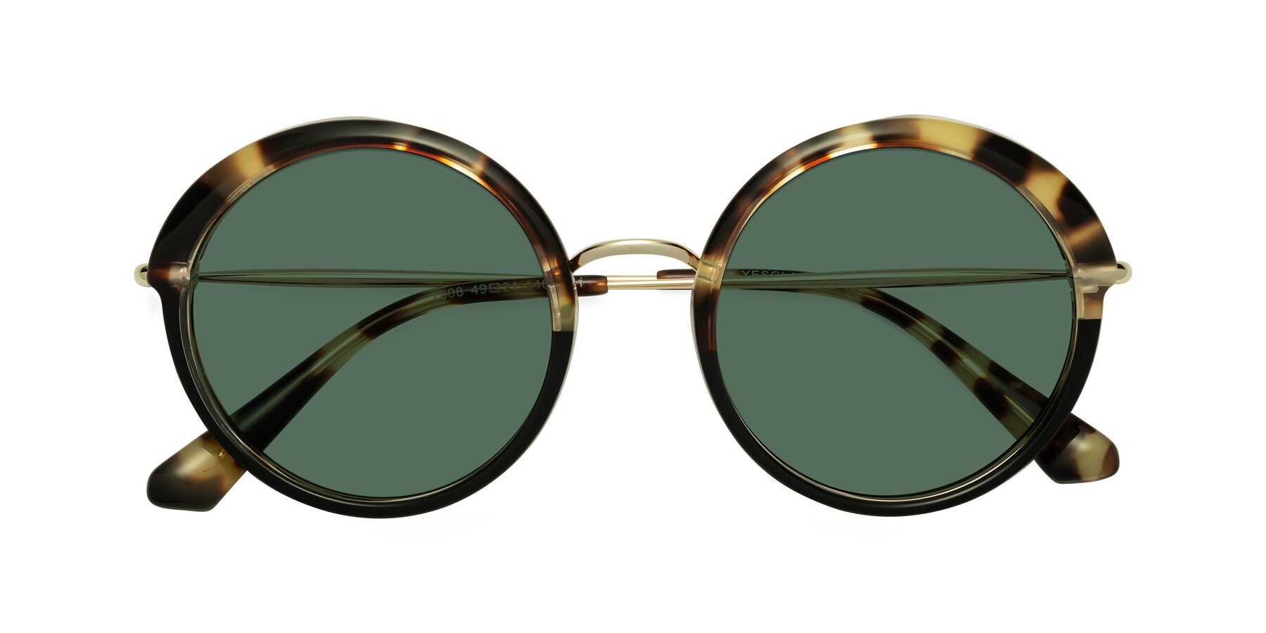 Folded Front of Mojo in Ivory Tortoise-Black with Green Polarized Lenses