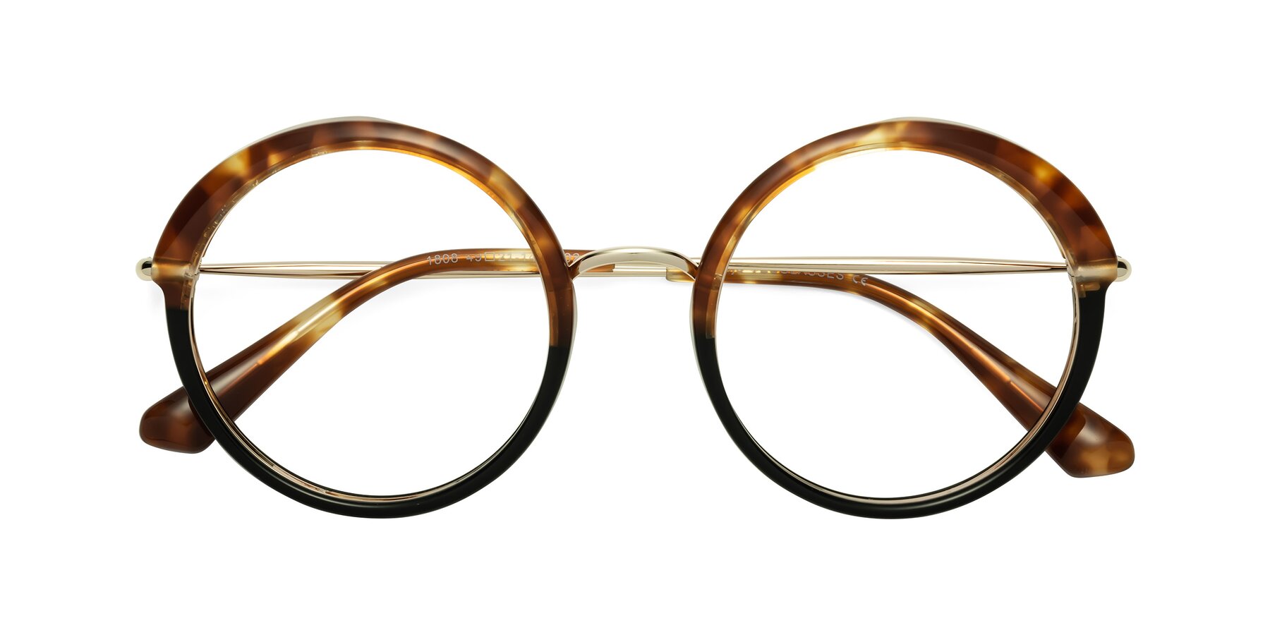 Folded Front of Mojo in Tortoise-Black with Clear Reading Eyeglass Lenses