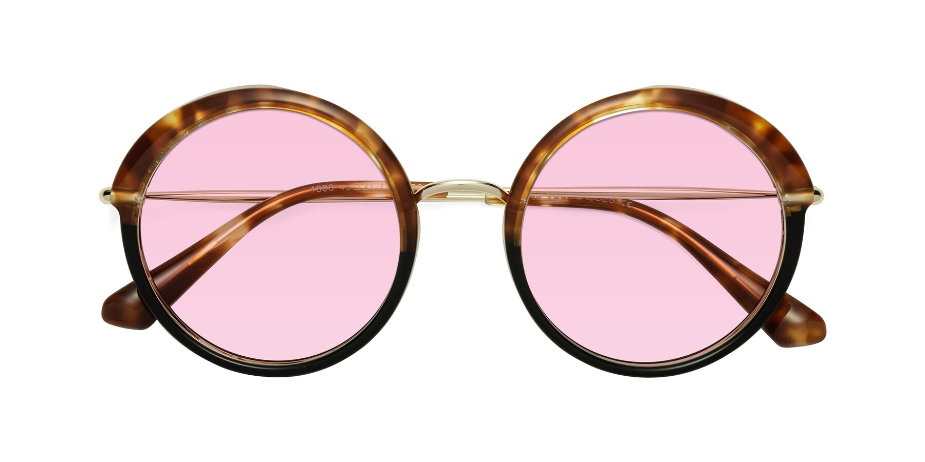 Folded Front of Mojo in Tortoise-Black with Light Pink Tinted Lenses