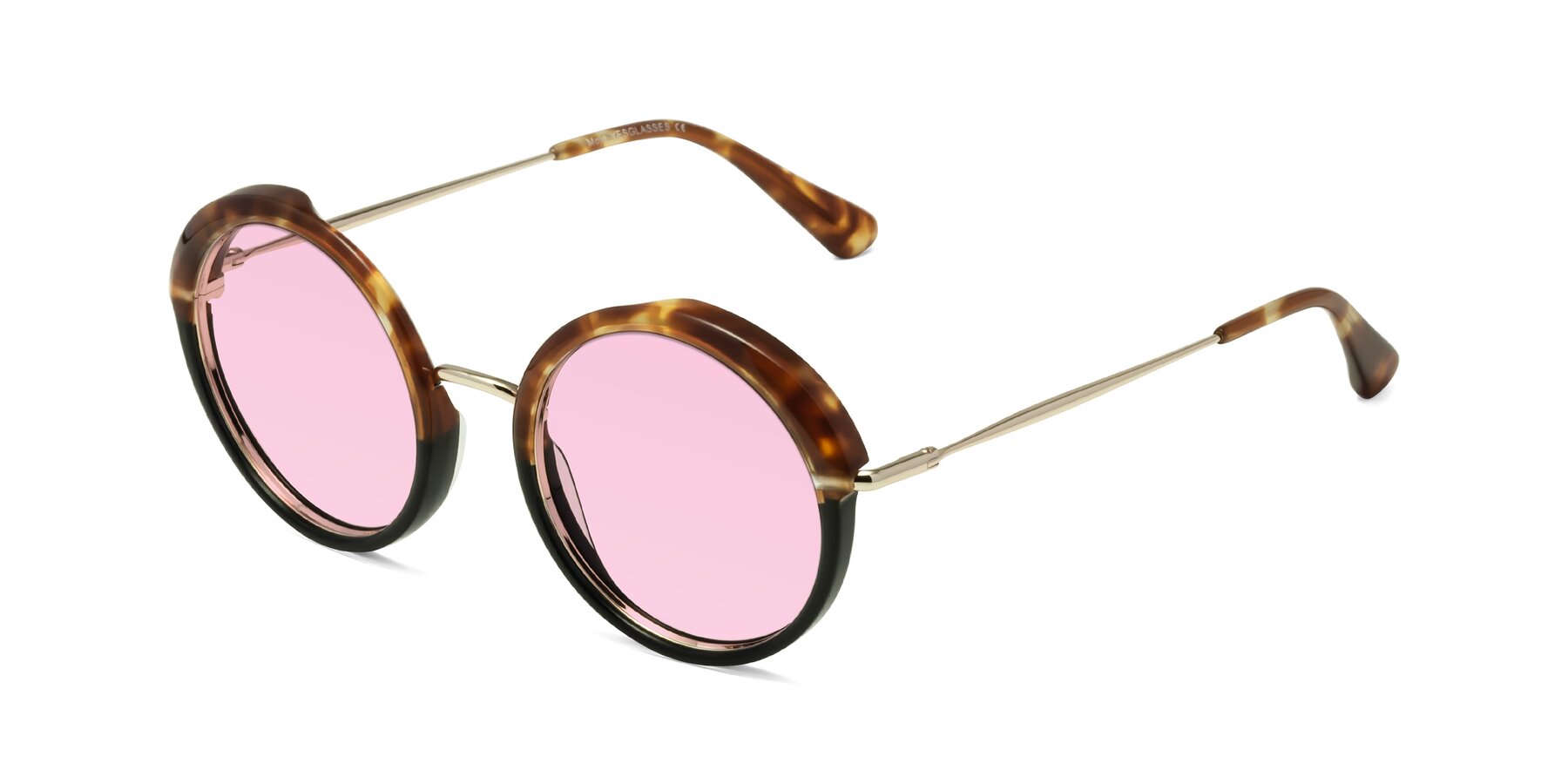 Angle of Mojo in Tortoise-Black with Light Pink Tinted Lenses