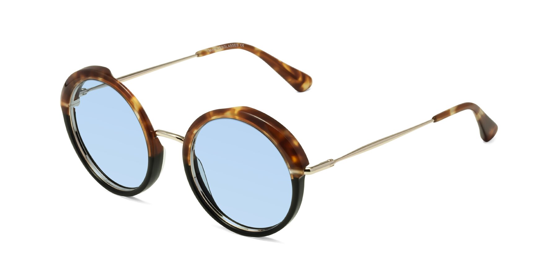 Angle of Mojo in Tortoise-Black with Light Blue Tinted Lenses