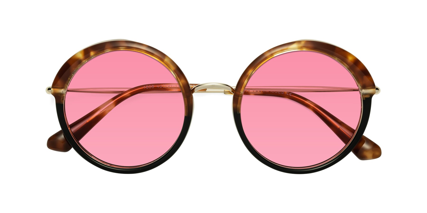 Folded Front of Mojo in Tortoise-Black with Pink Tinted Lenses