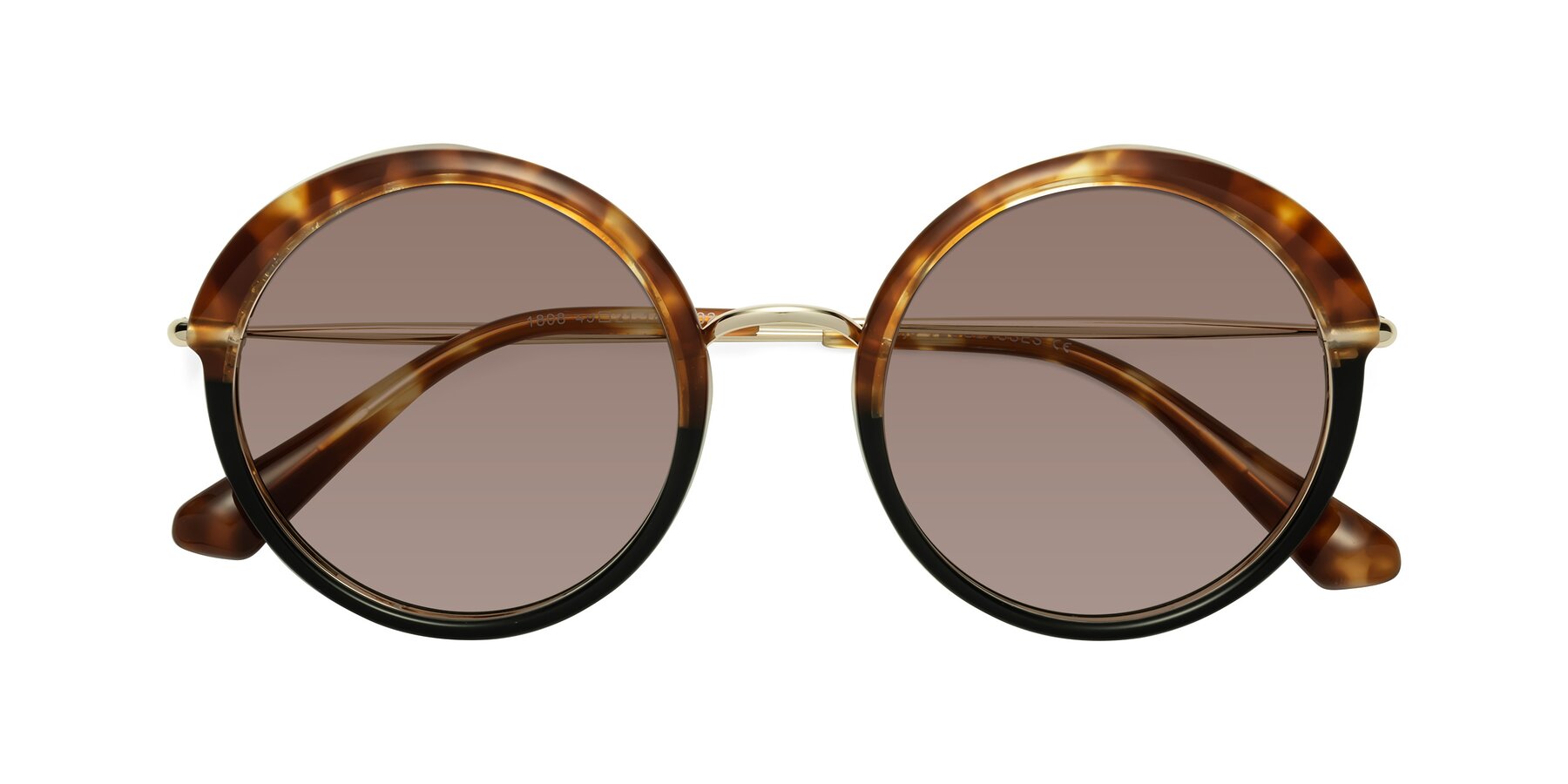 Folded Front of Mojo in Tortoise-Black with Medium Brown Tinted Lenses