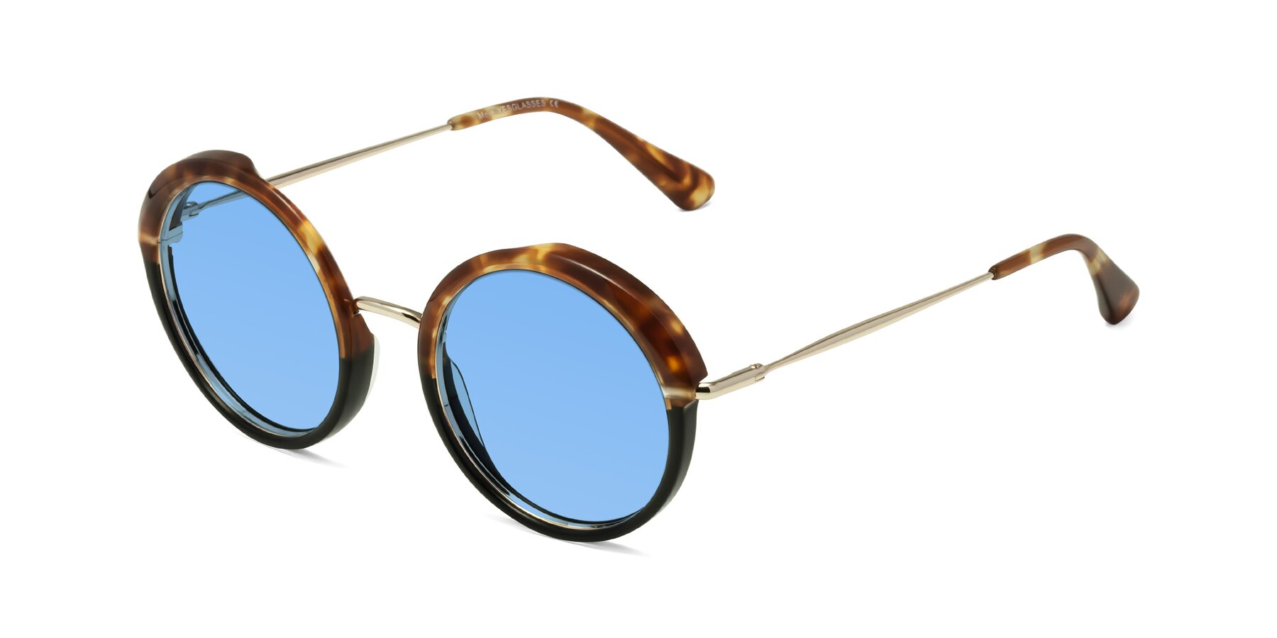 Angle of Mojo in Tortoise-Black with Medium Blue Tinted Lenses