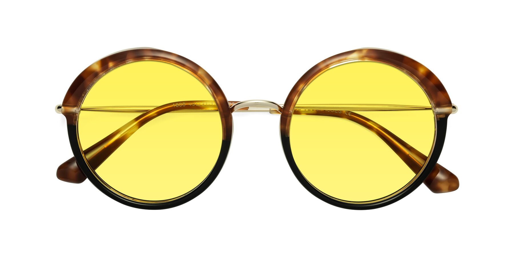 Folded Front of Mojo in Tortoise-Black with Medium Yellow Tinted Lenses