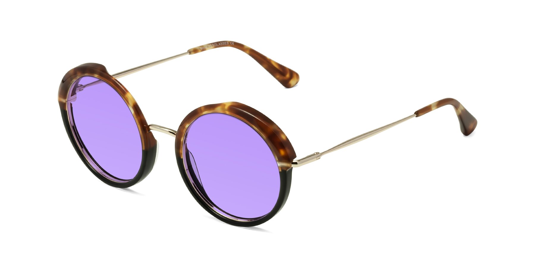 Angle of Mojo in Tortoise-Black with Medium Purple Tinted Lenses