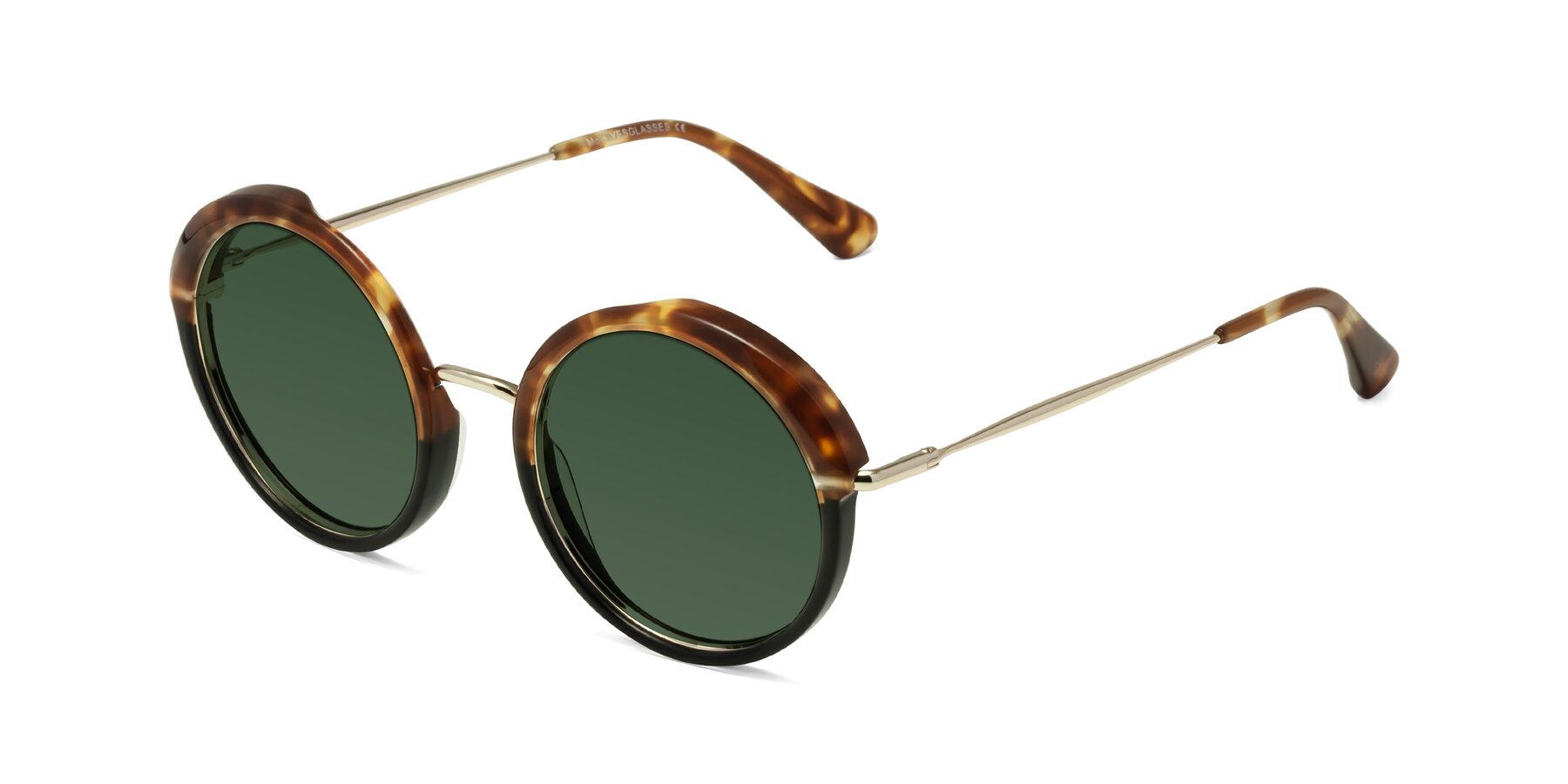 Angle of Mojo in Tortoise-Black with Green Tinted Lenses