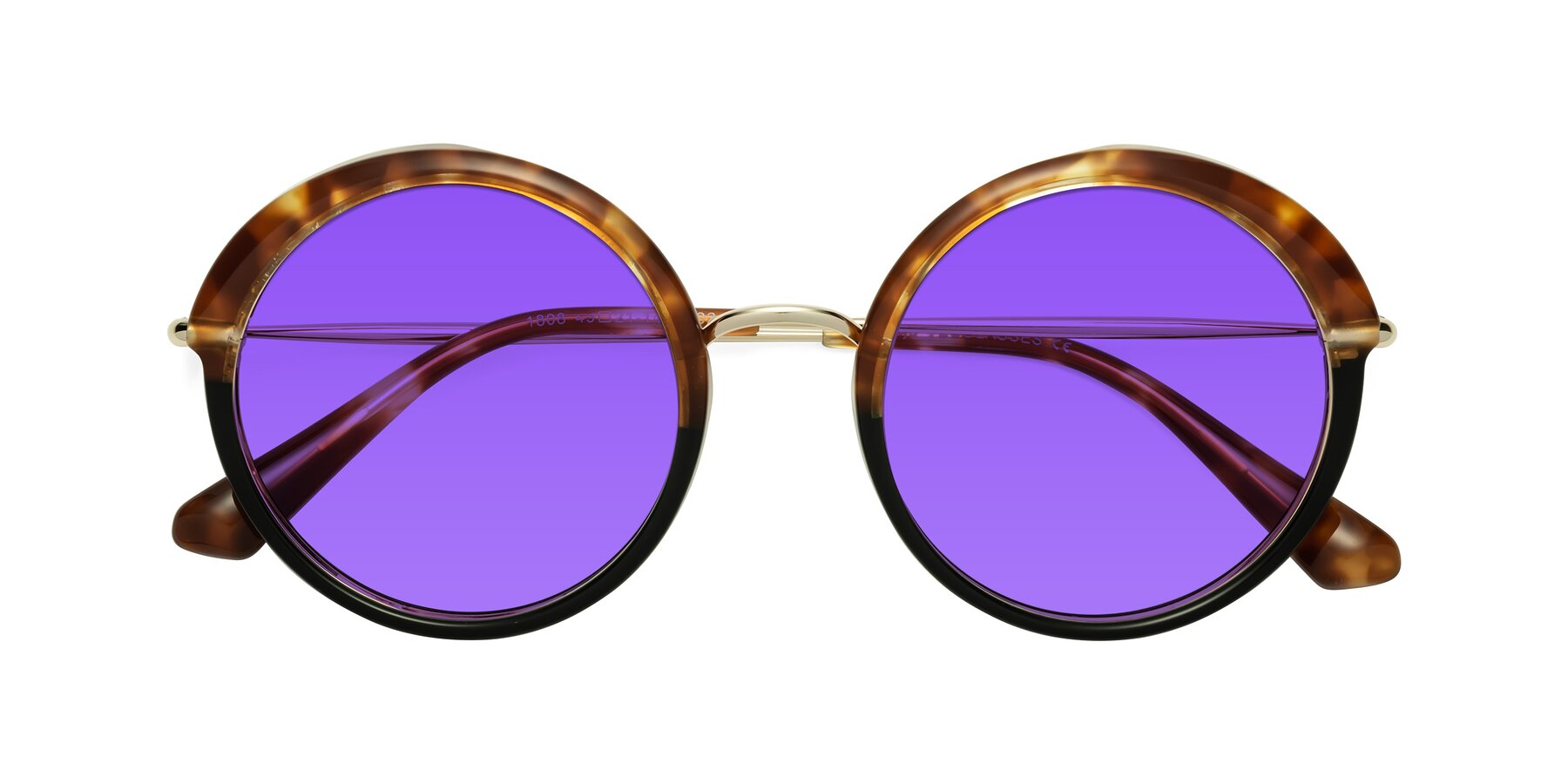 Folded Front of Mojo in Tortoise-Black with Purple Tinted Lenses