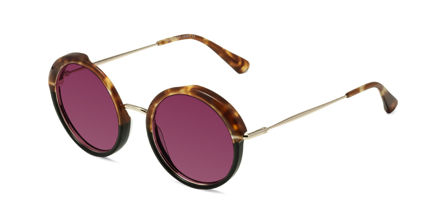 Angle of Mojo in Tortoise-Black with Wine Tinted Lenses