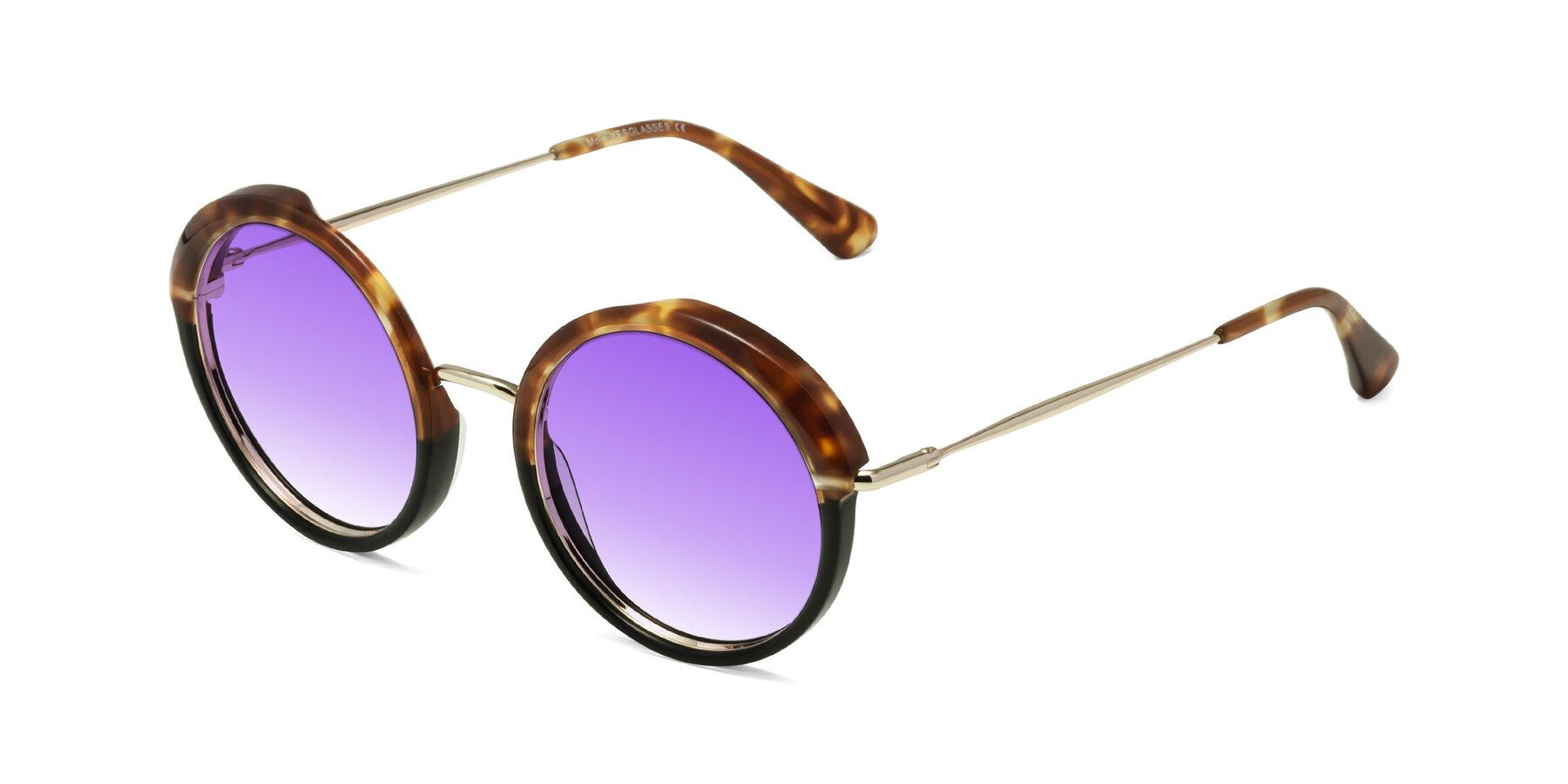Angle of Mojo in Tortoise-Black with Purple Gradient Lenses