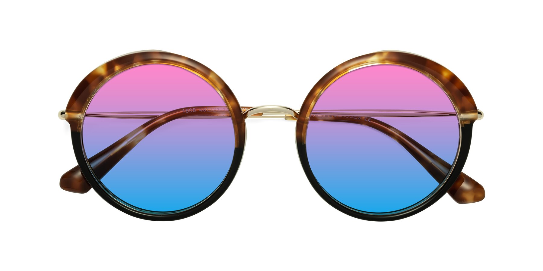 Folded Front of Mojo in Tortoise-Black with Pink / Blue Gradient Lenses