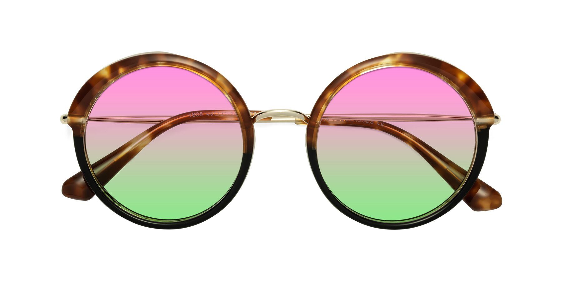 Folded Front of Mojo in Tortoise-Black with Pink / Green Gradient Lenses