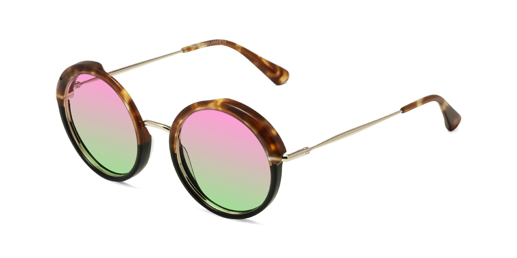 Angle of Mojo in Tortoise-Black with Pink / Green Gradient Lenses
