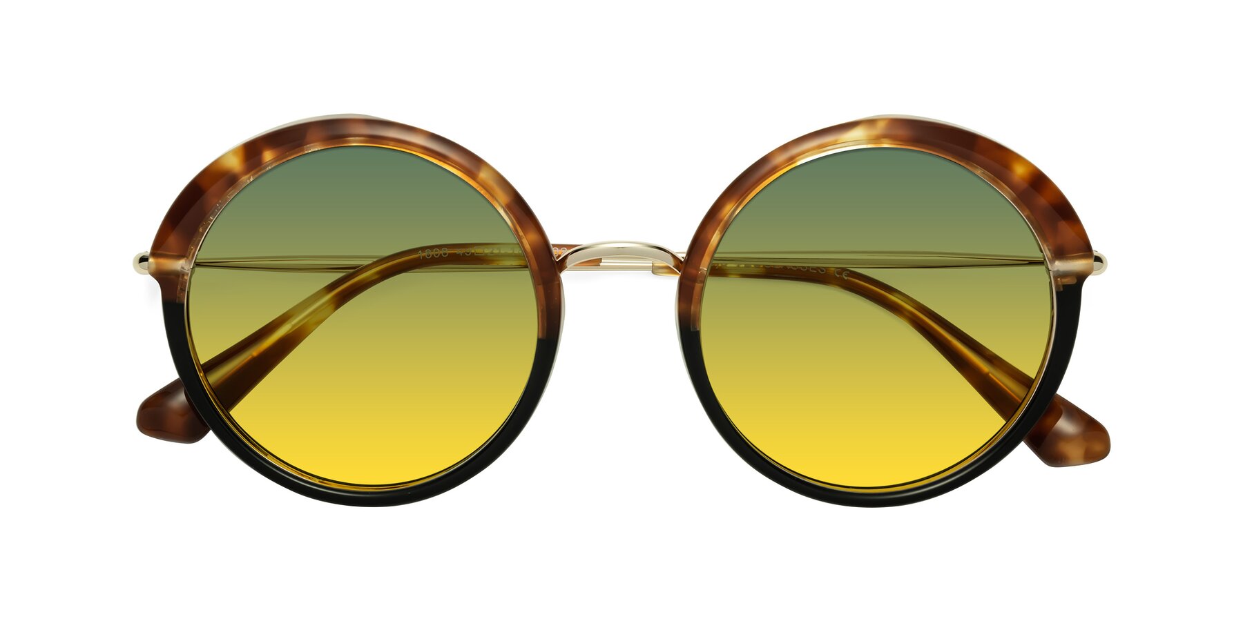 Folded Front of Mojo in Tortoise-Black with Green / Yellow Gradient Lenses