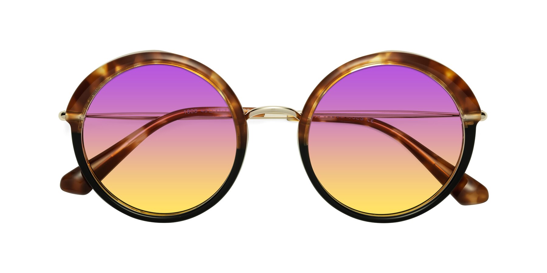 Folded Front of Mojo in Tortoise-Black with Purple / Yellow Gradient Lenses