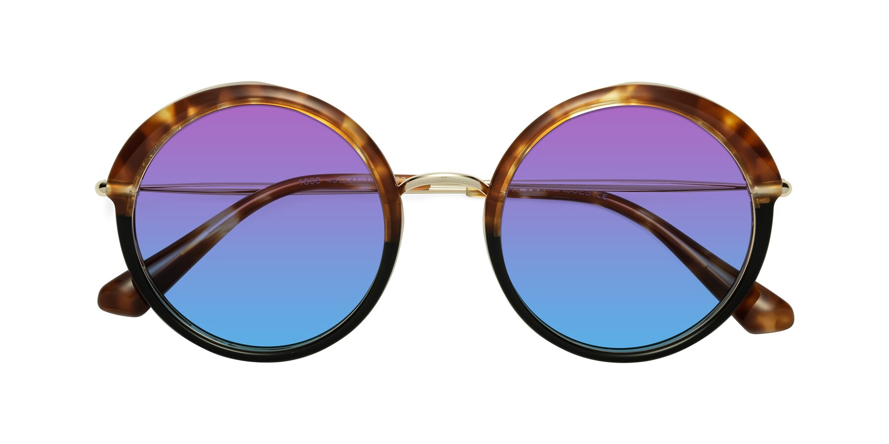 Folded Front of Mojo in Tortoise-Black with Purple / Blue Gradient Lenses