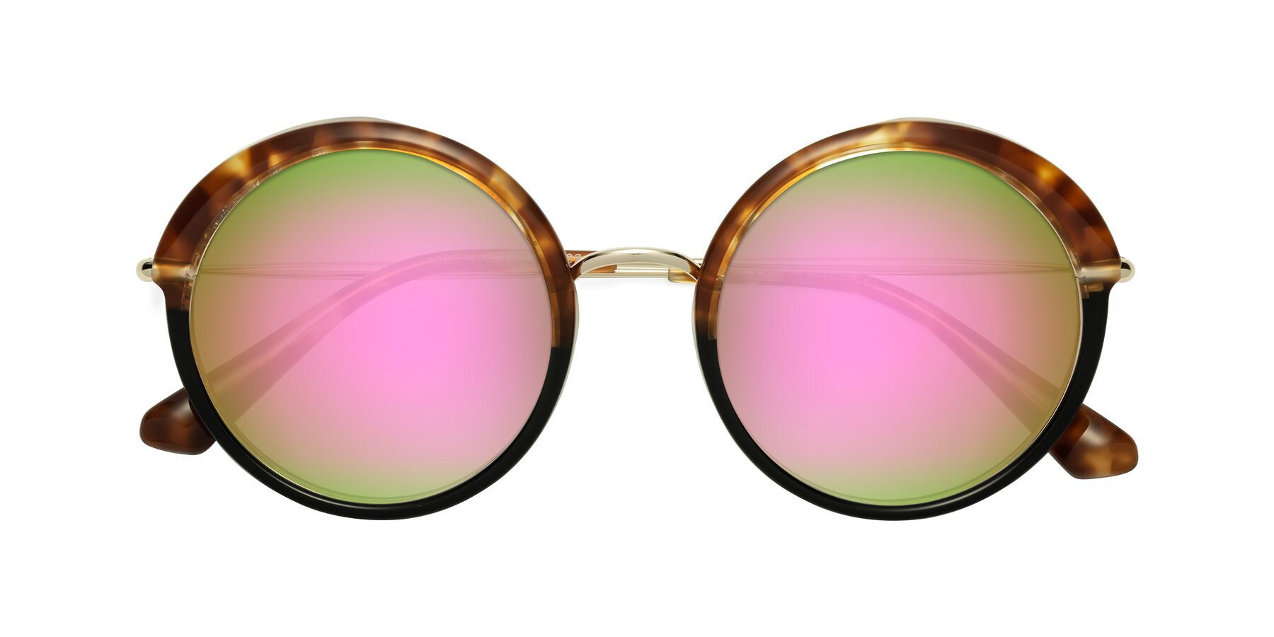 Folded Front of Mojo in Tortoise-Black with Pink Mirrored Lenses