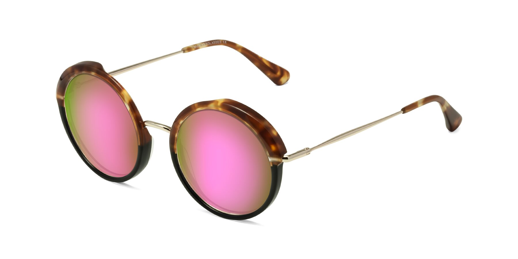 Angle of Mojo in Tortoise-Black with Pink Mirrored Lenses