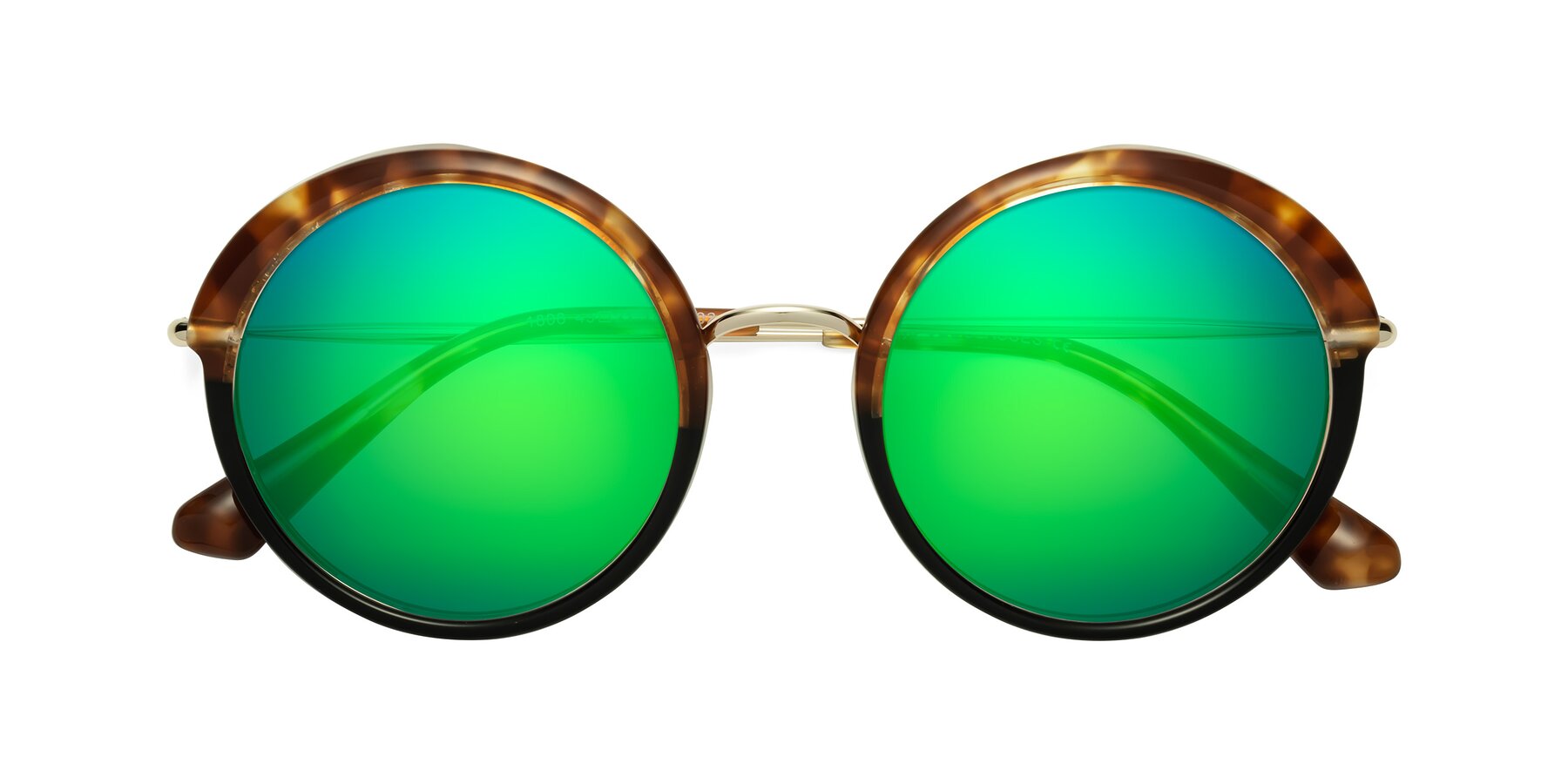 Folded Front of Mojo in Tortoise-Black with Green Mirrored Lenses