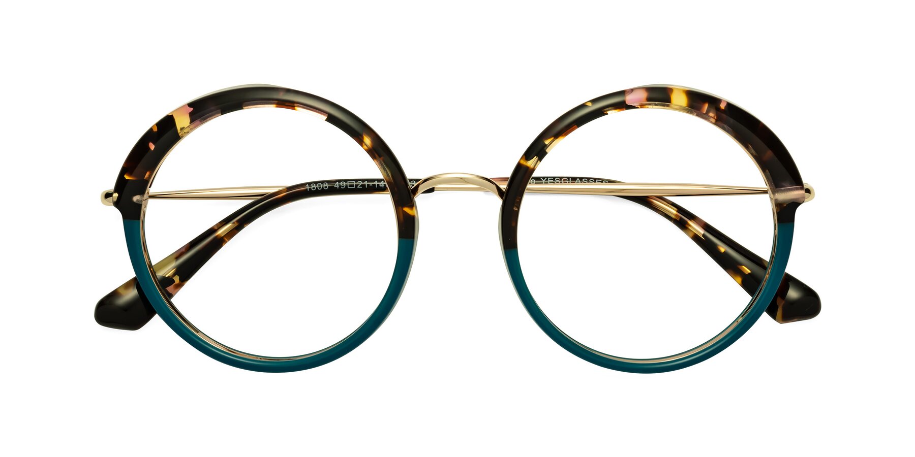 Folded Front of Mojo in Floral-Teal with Clear Blue Light Blocking Lenses