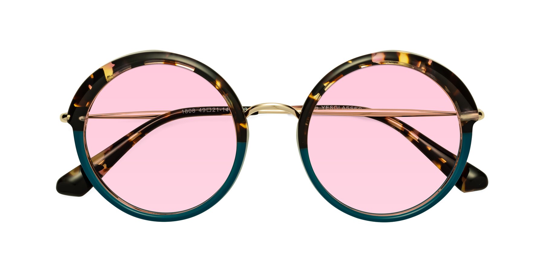 Folded Front of Mojo in Floral-Teal with Light Pink Tinted Lenses