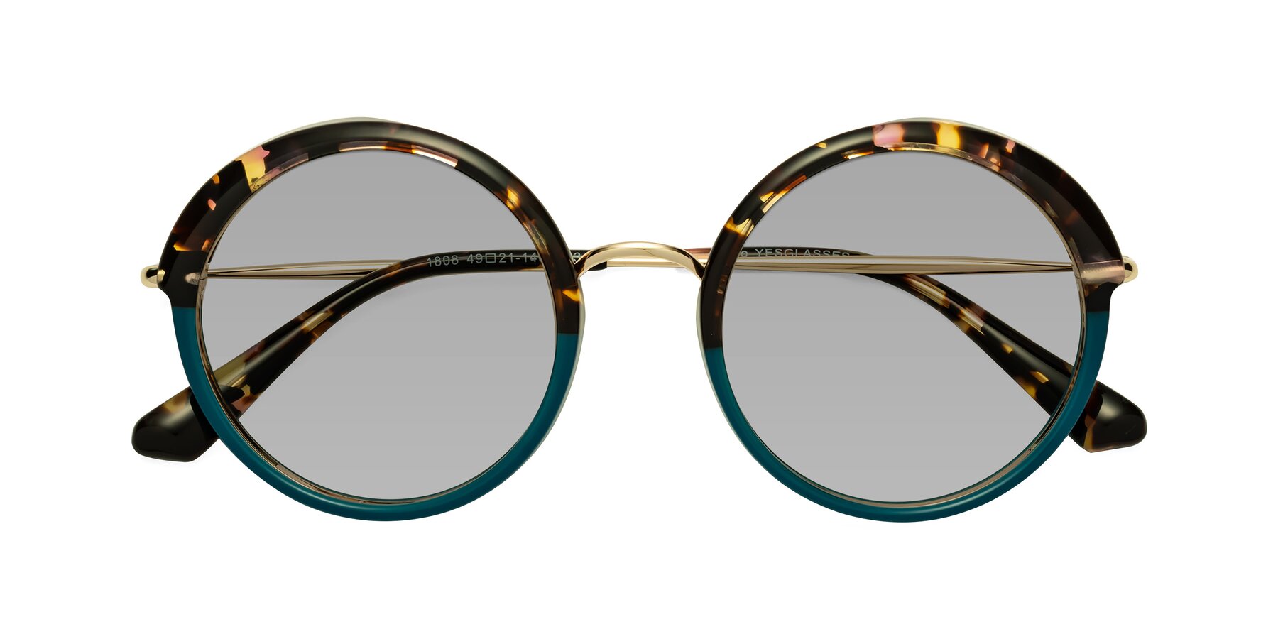 Folded Front of Mojo in Floral-Teal with Light Gray Tinted Lenses