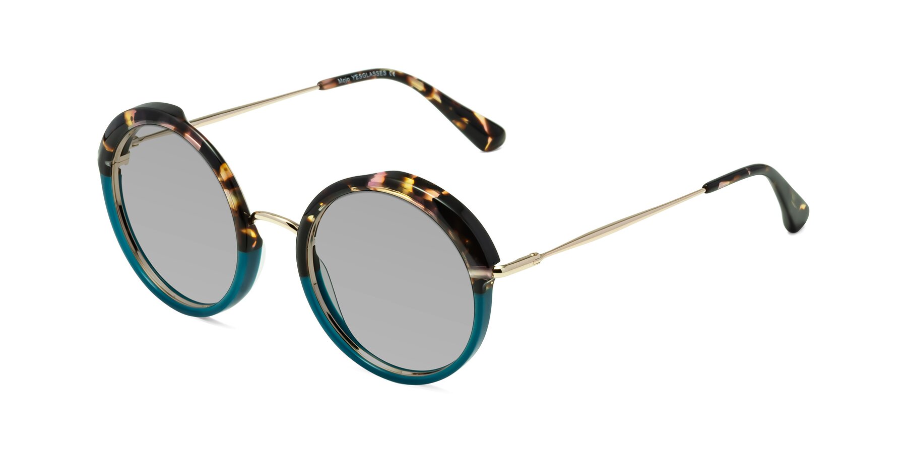 Angle of Mojo in Floral-Teal with Light Gray Tinted Lenses
