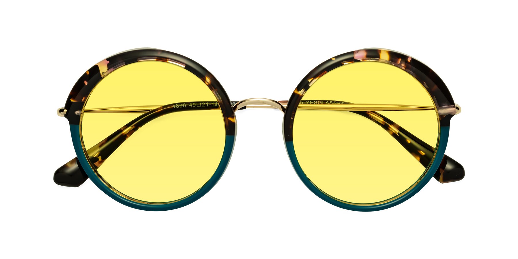 Folded Front of Mojo in Floral-Teal with Medium Yellow Tinted Lenses
