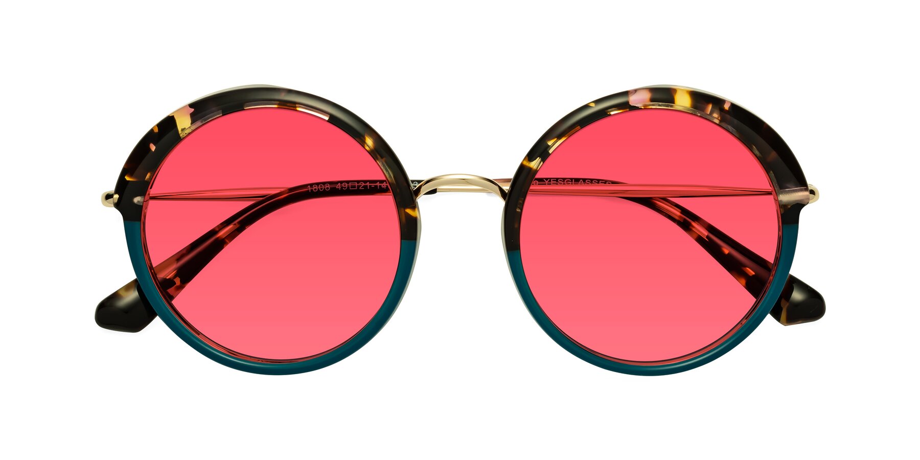 Folded Front of Mojo in Floral-Teal with Red Tinted Lenses