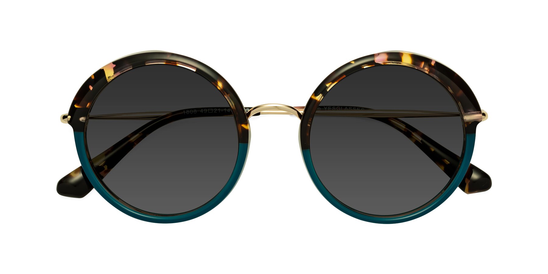 Folded Front of Mojo in Floral-Teal with Gray Tinted Lenses