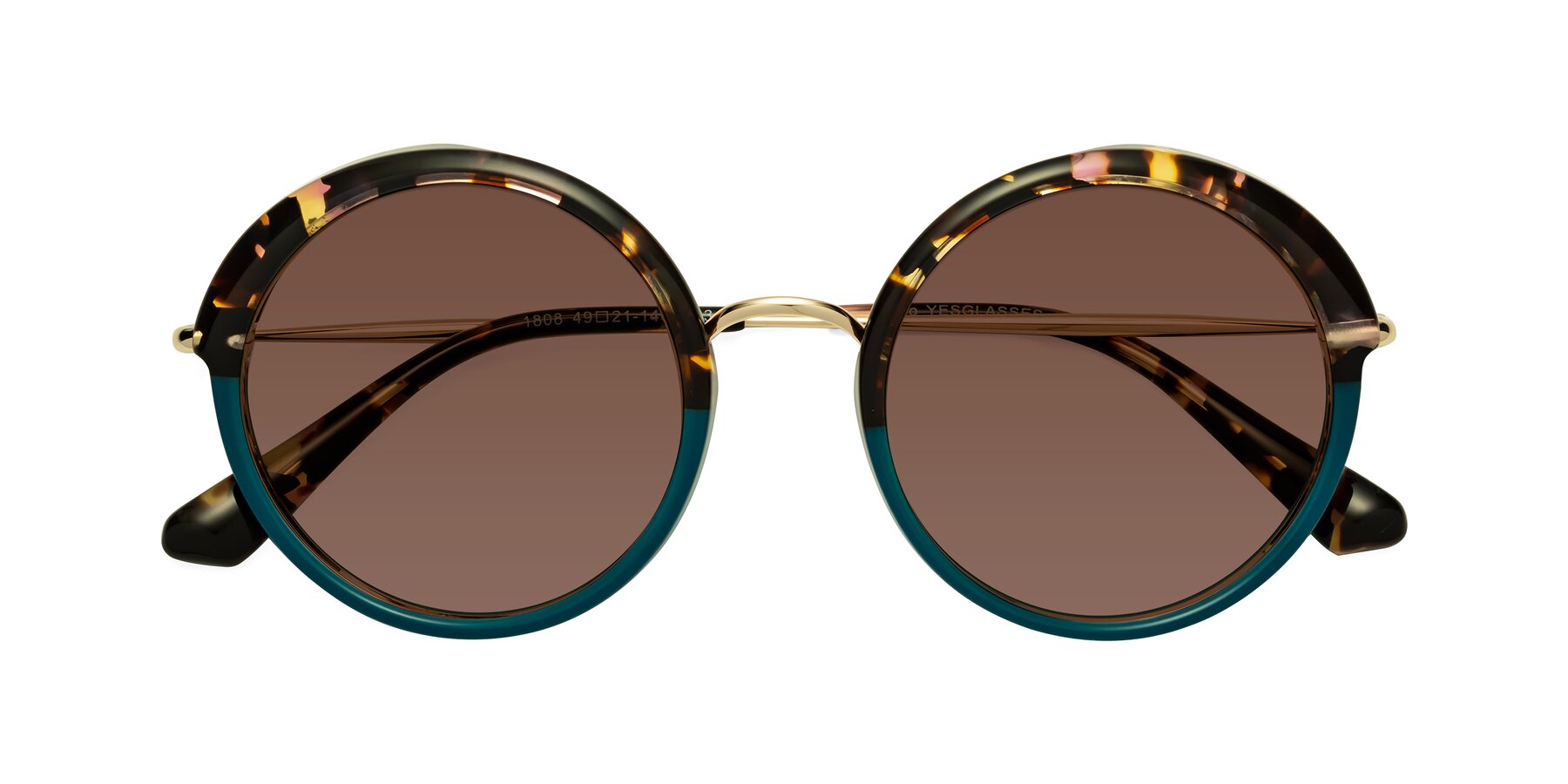 Folded Front of Mojo in Floral-Teal with Brown Tinted Lenses