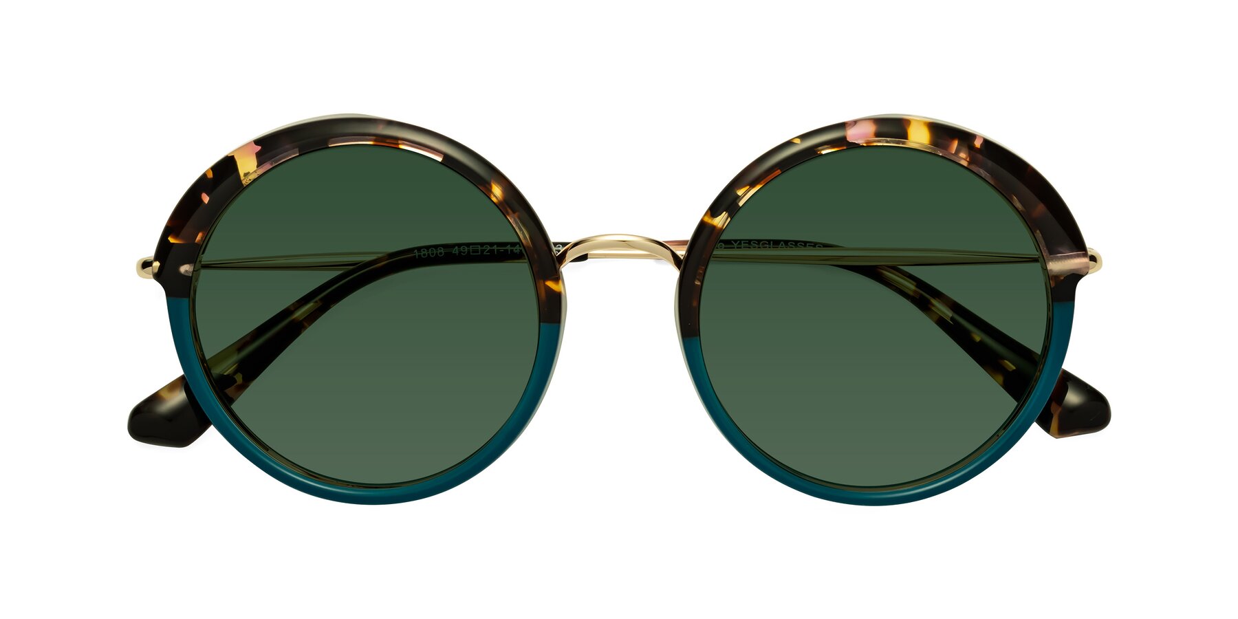Folded Front of Mojo in Floral-Teal with Green Tinted Lenses