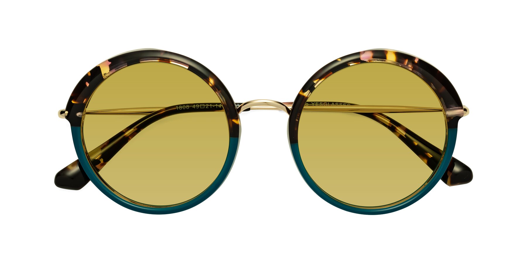 Folded Front of Mojo in Floral-Teal with Champagne Tinted Lenses