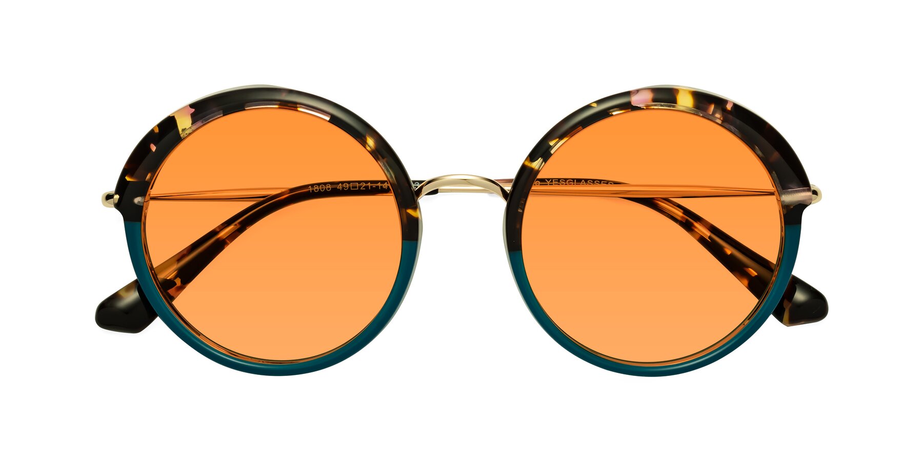 Folded Front of Mojo in Floral-Teal with Orange Tinted Lenses