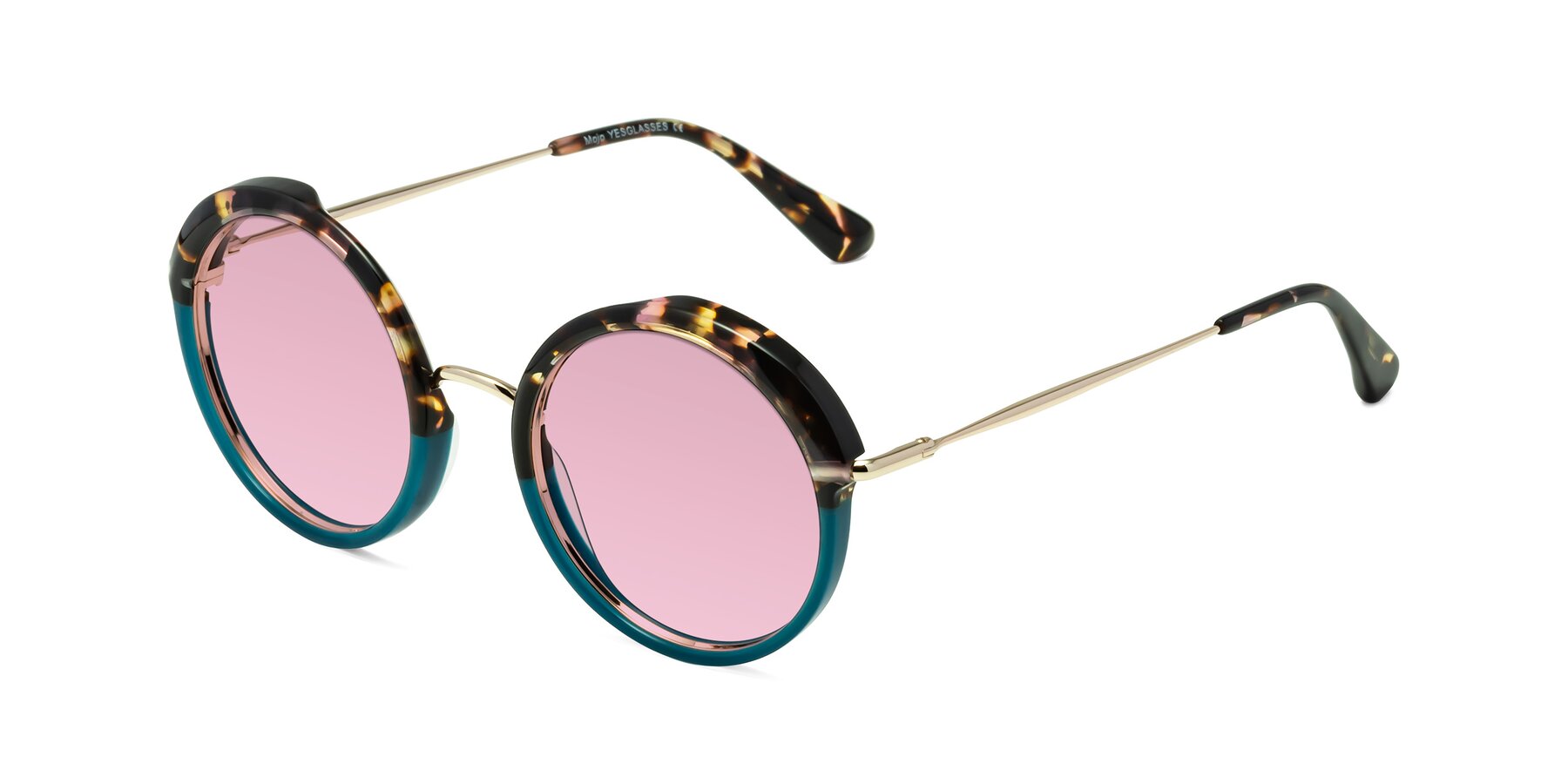 Angle of Mojo in Floral-Teal with Light Wine Tinted Lenses