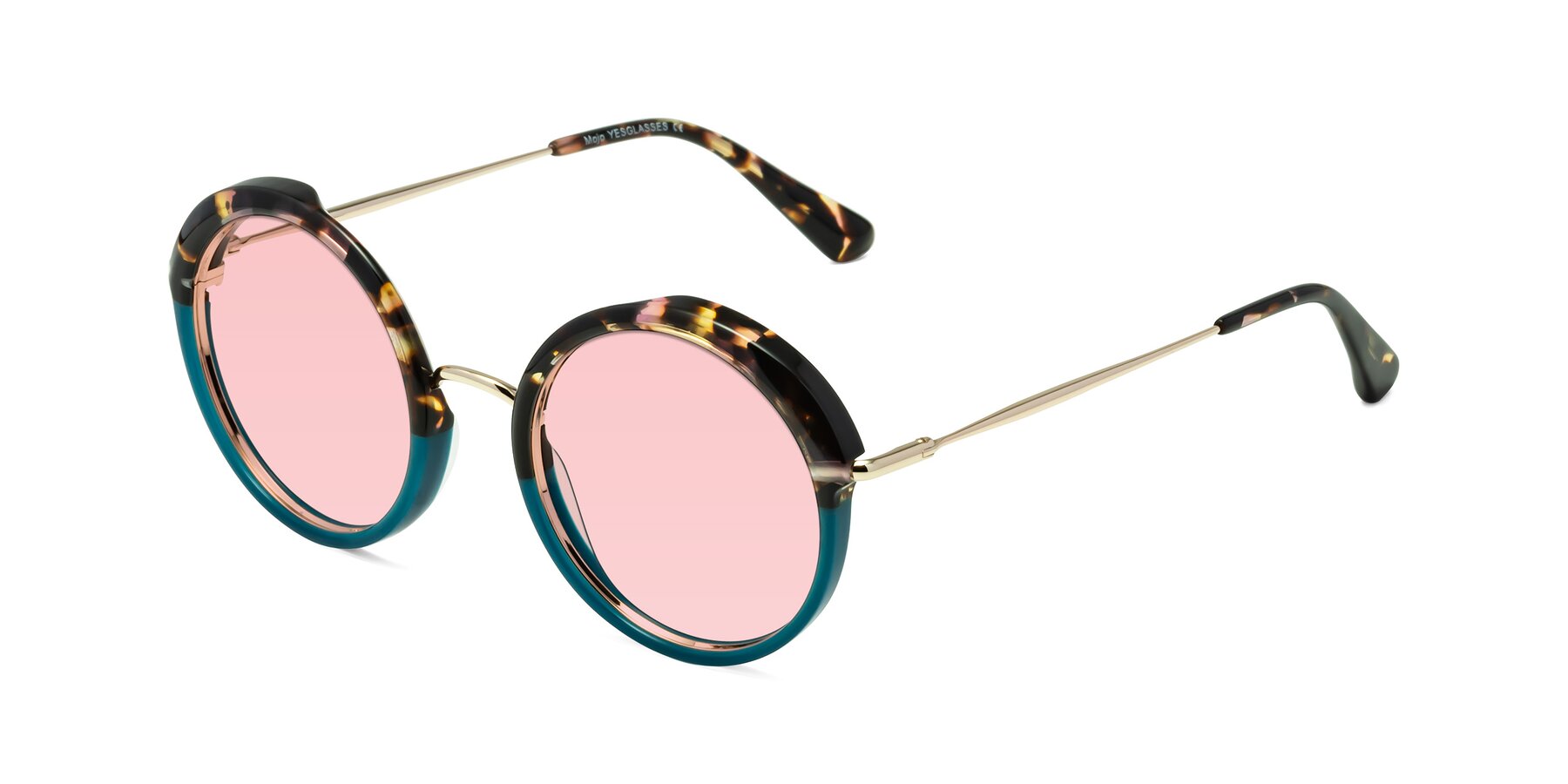 Angle of Mojo in Floral-Teal with Light Garnet Tinted Lenses