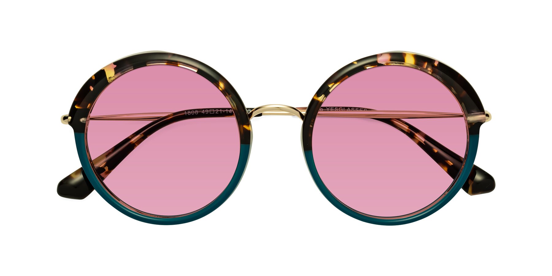 Folded Front of Mojo in Floral-Teal with Medium Wine Tinted Lenses