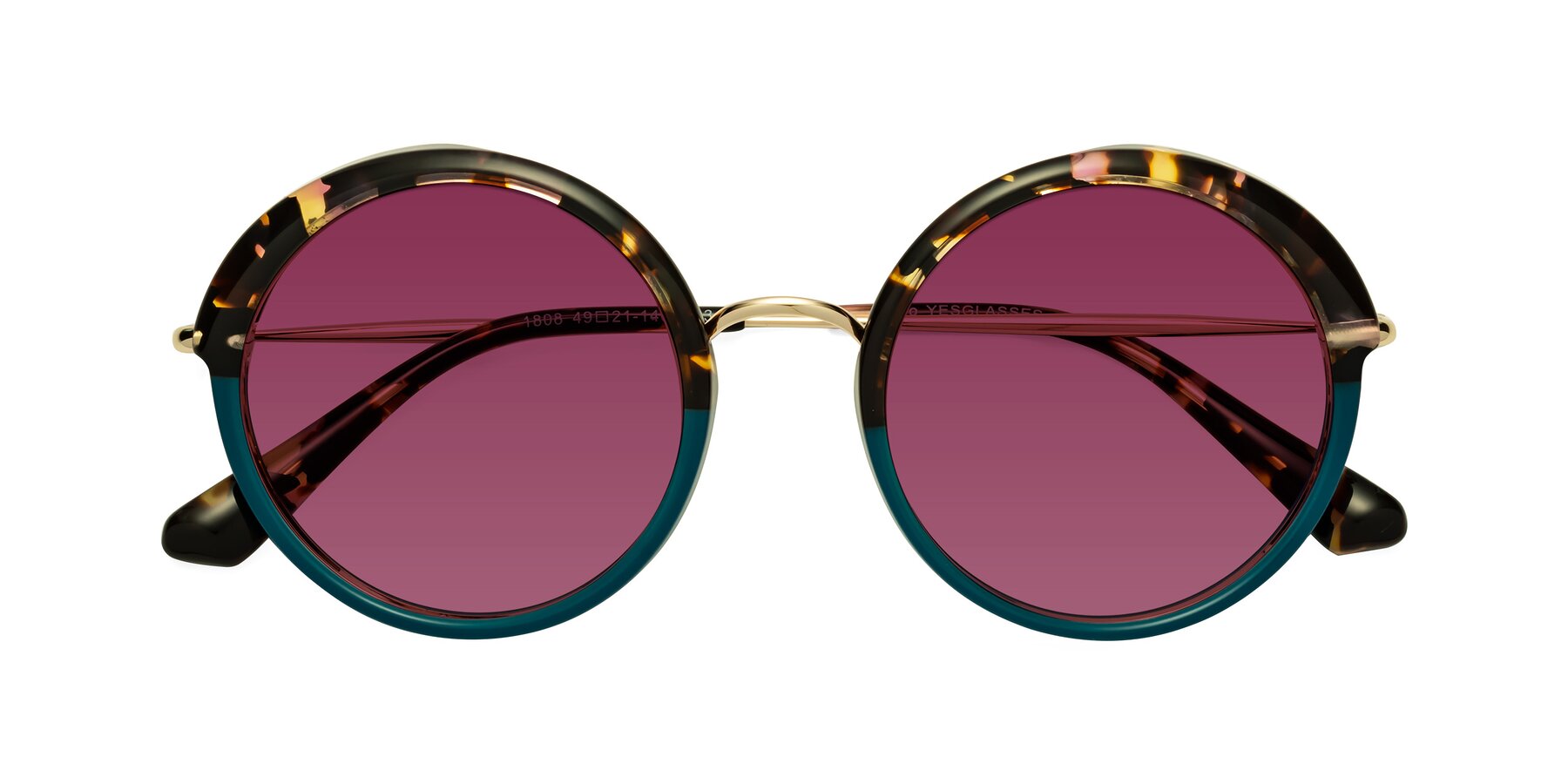 Folded Front of Mojo in Floral-Teal with Wine Tinted Lenses