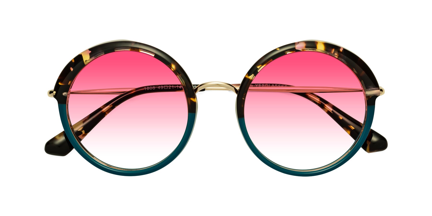 Folded Front of Mojo in Floral-Teal with Pink Gradient Lenses