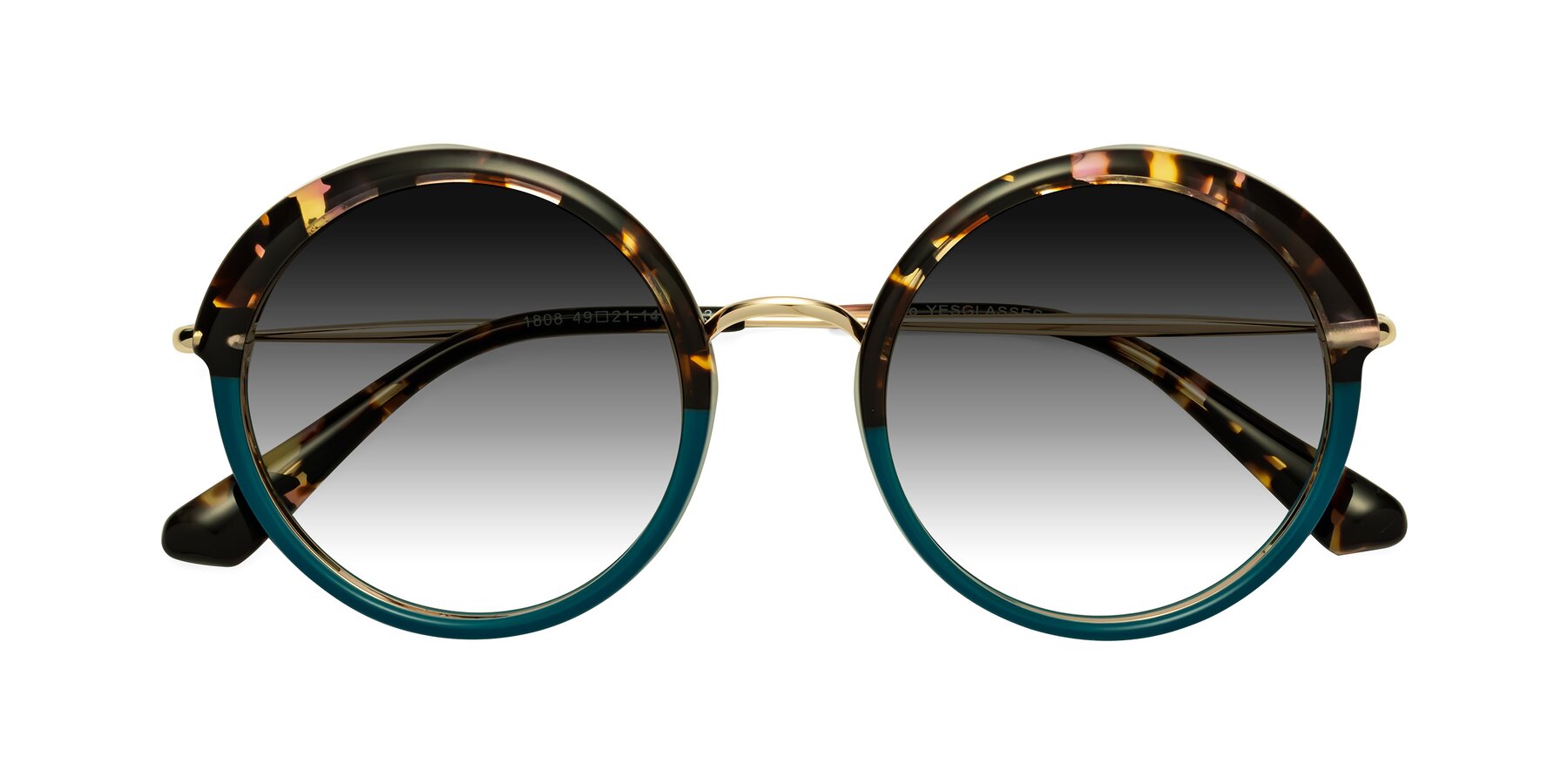 Folded Front of Mojo in Floral-Teal with Gray Gradient Lenses