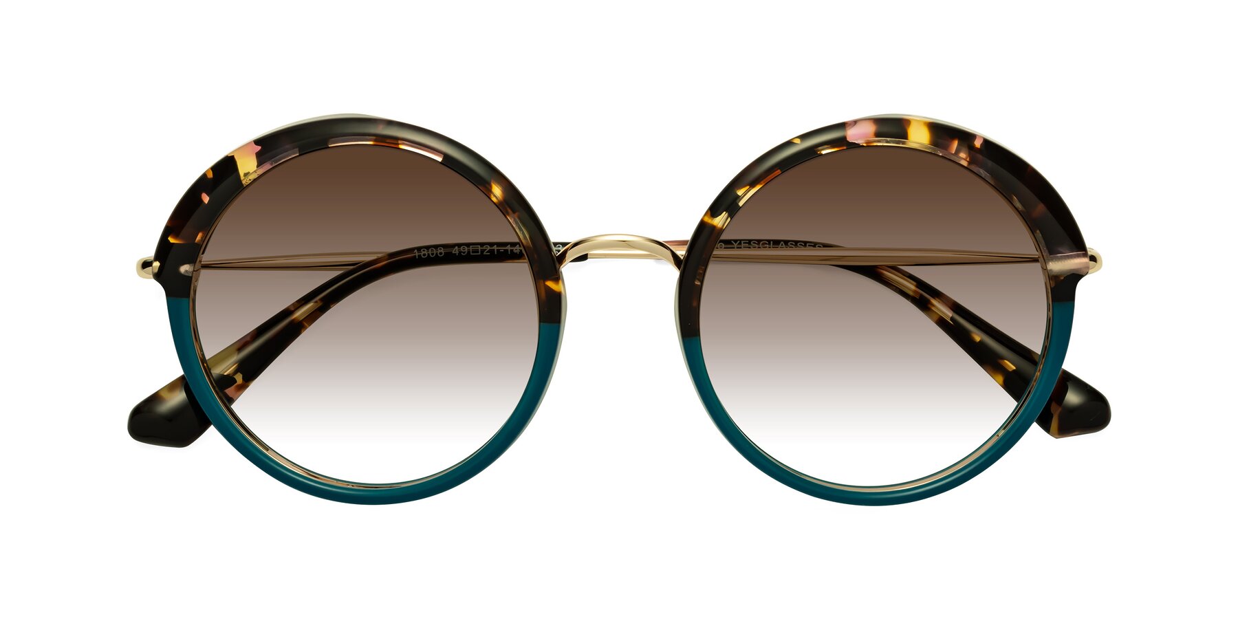 Folded Front of Mojo in Floral-Teal with Brown Gradient Lenses