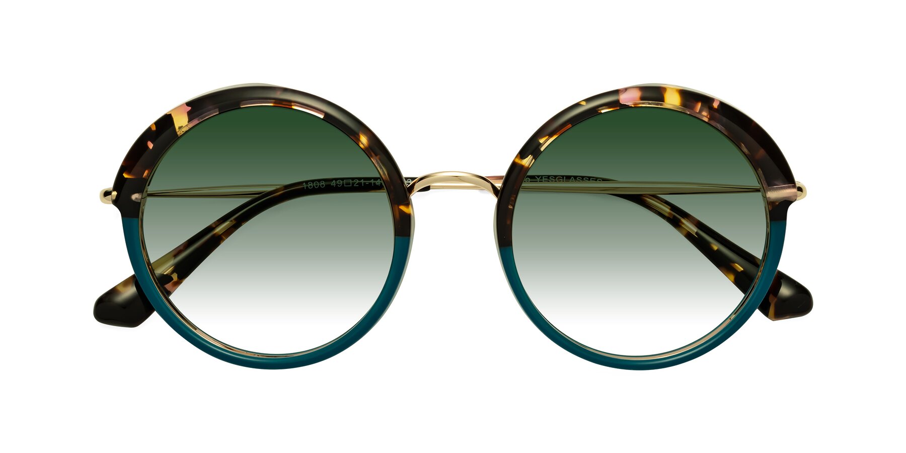 Folded Front of Mojo in Floral-Teal with Green Gradient Lenses