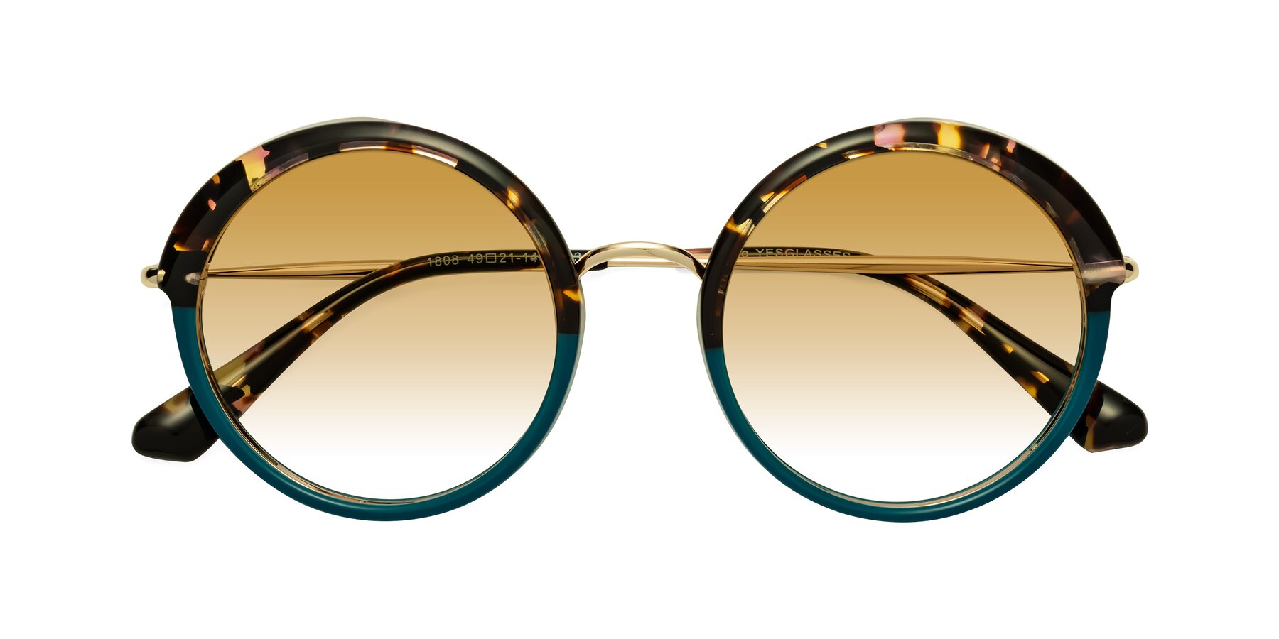Folded Front of Mojo in Floral-Teal with Champagne Gradient Lenses