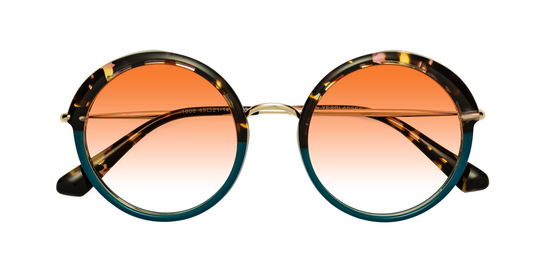 Folded Front of Mojo in Floral-Teal with Orange Gradient Lenses