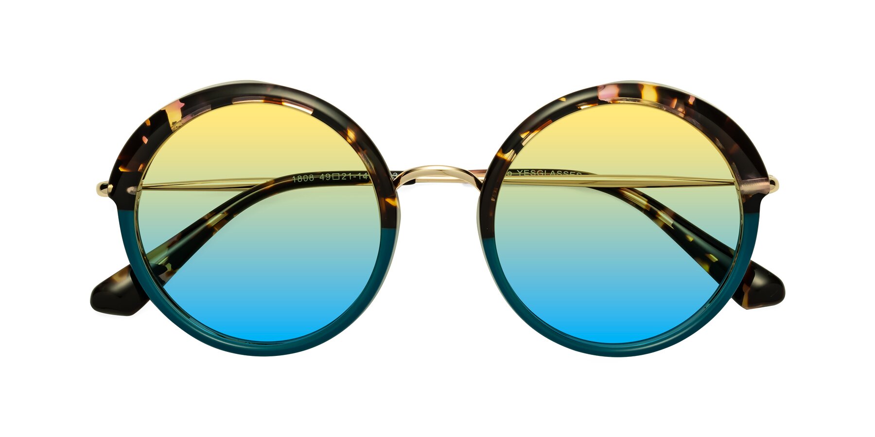 Folded Front of Mojo in Floral-Teal with Yellow / Blue Gradient Lenses