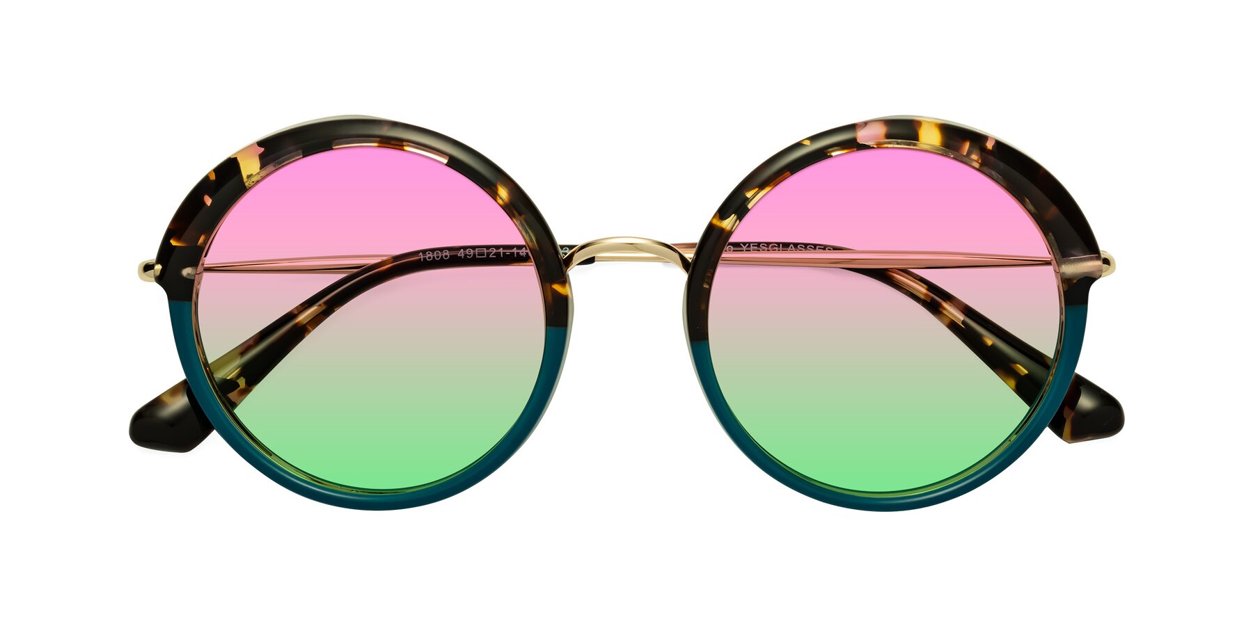 Folded Front of Mojo in Floral-Teal with Pink / Green Gradient Lenses