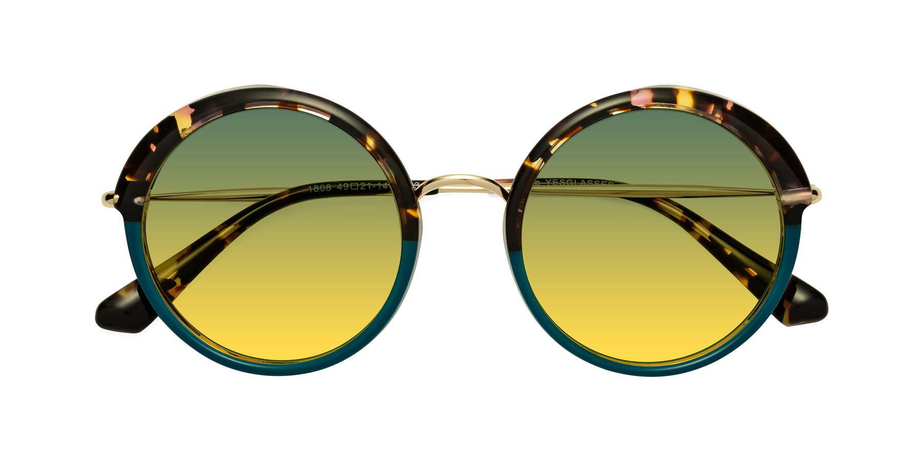Folded Front of Mojo in Floral-Teal with Green / Yellow Gradient Lenses