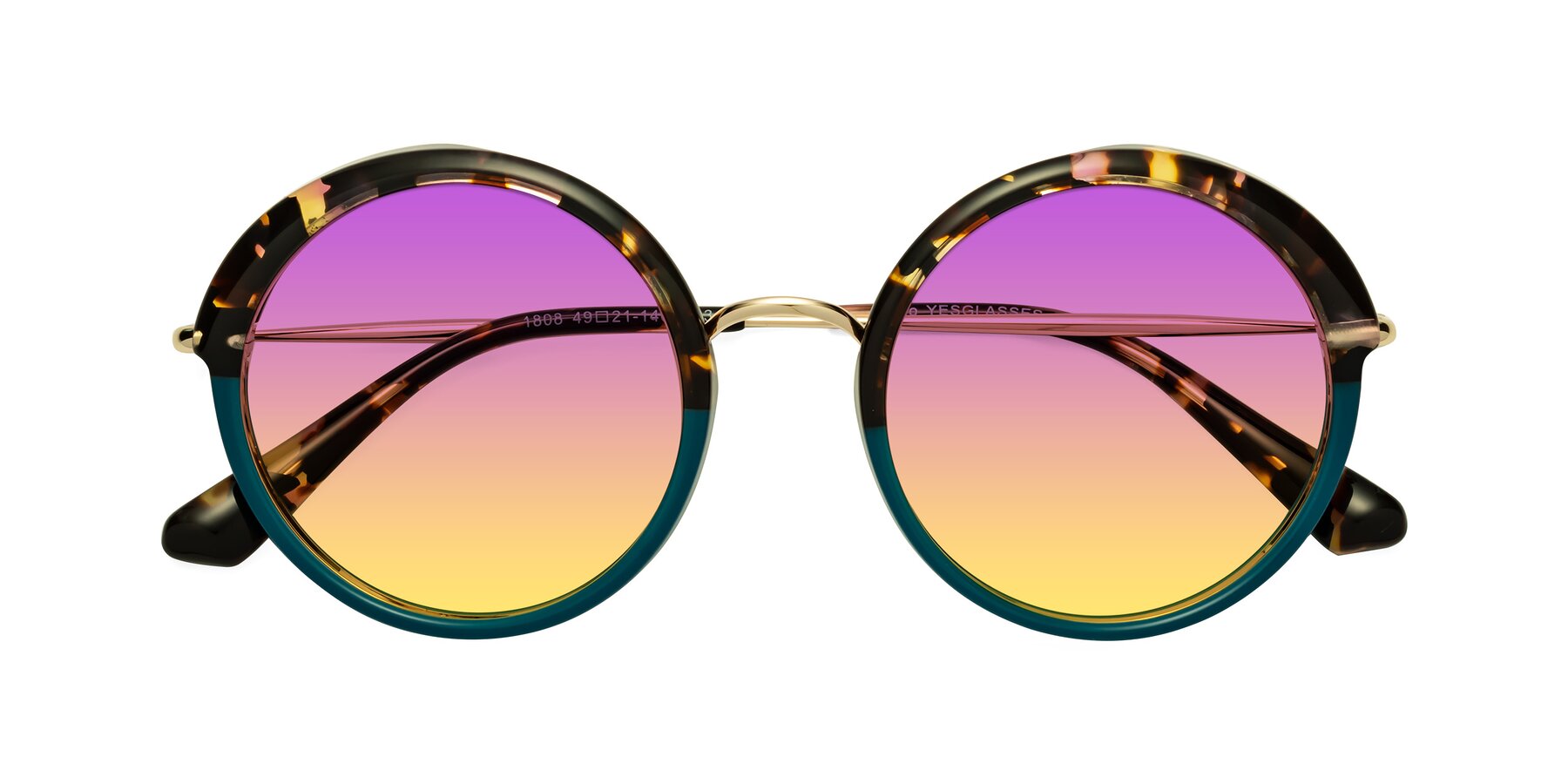 Folded Front of Mojo in Floral-Teal with Purple / Yellow Gradient Lenses