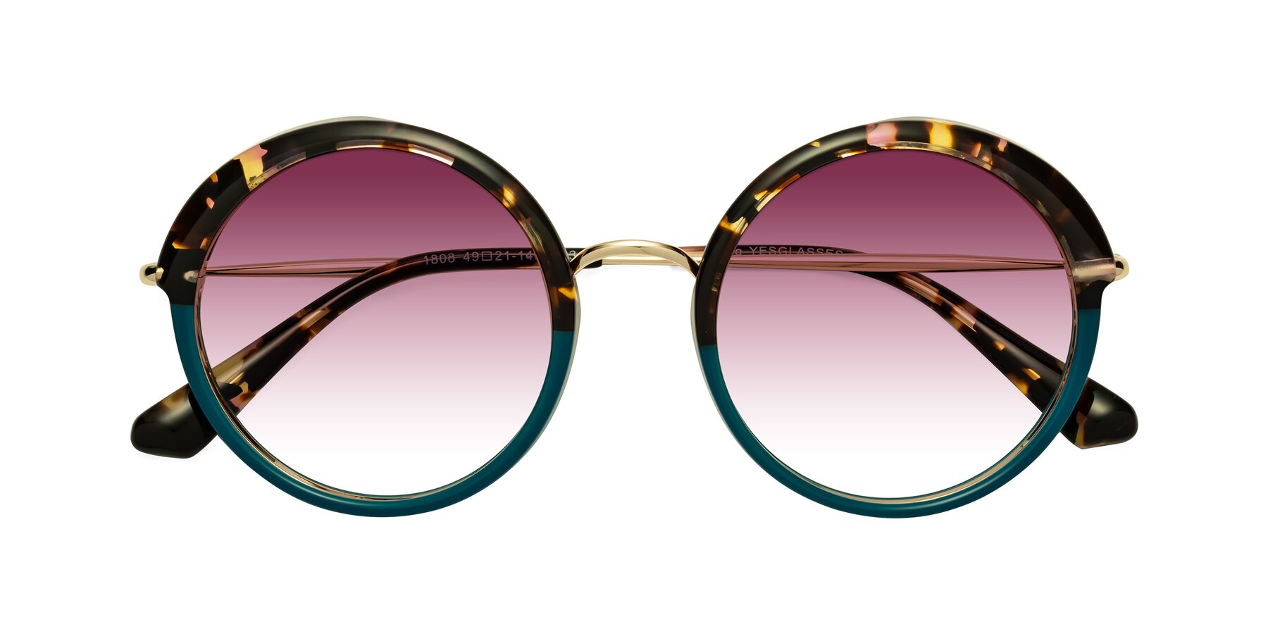 Folded Front of Mojo in Floral-Teal with Wine Gradient Lenses